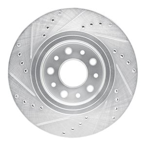 Ford Five Hundred Brake Rotor (1) - Front Right - R1 Concepts - Drilled & Slotted - Silver - `05-`09